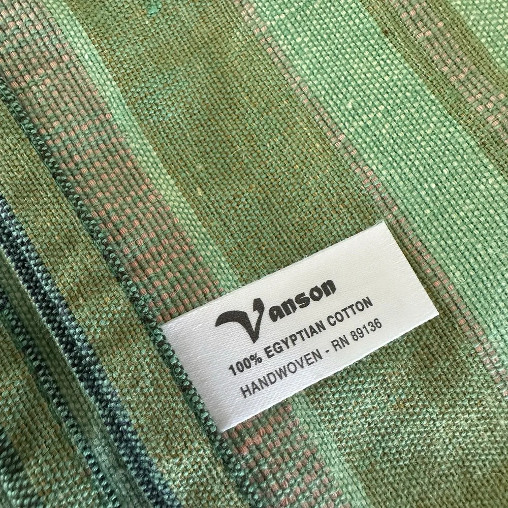 New Vanson Egyptian Cotton Green Stripe Dish Towels Handwoven 20x19